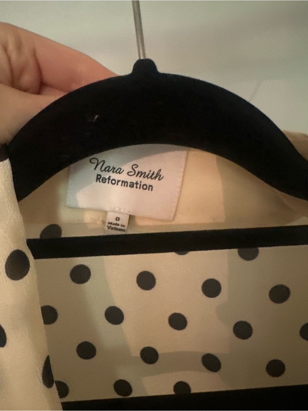 Reformation Cream Blouse with Black Polka Dots - Picture 2 of 2